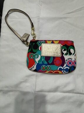 Coach Multicolor Signature Pop Wristlet with Gold Accent